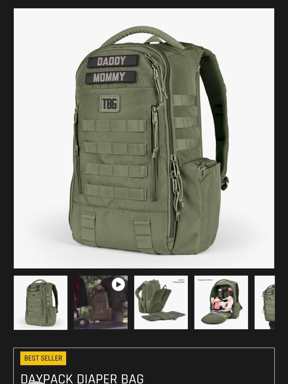 Tactical Baby Gear Diaper Bag Olive Green